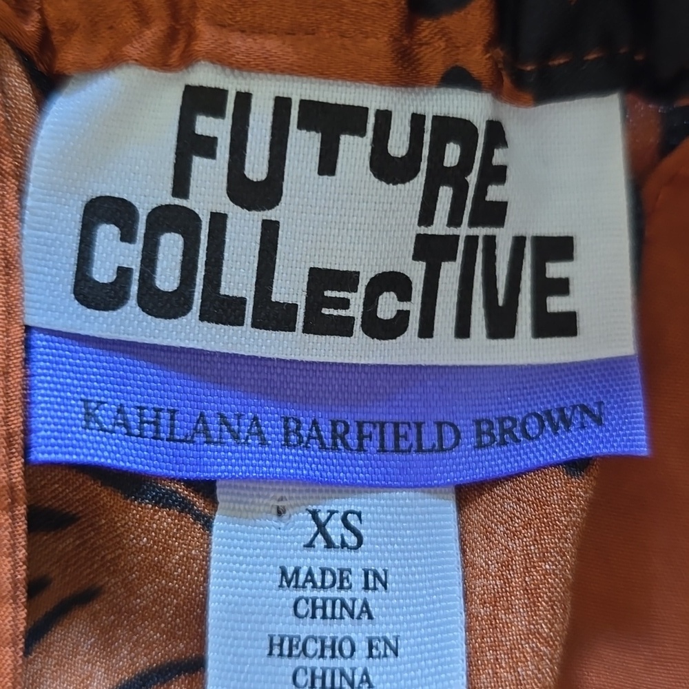 Future Collective Kahlana Barfield Brown Floral Black & Orange Women's Shorts - Picture 12 of 13